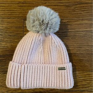 Steve Madden Light Pink Mauve Sweater Knit Beanie with Pom-Pom